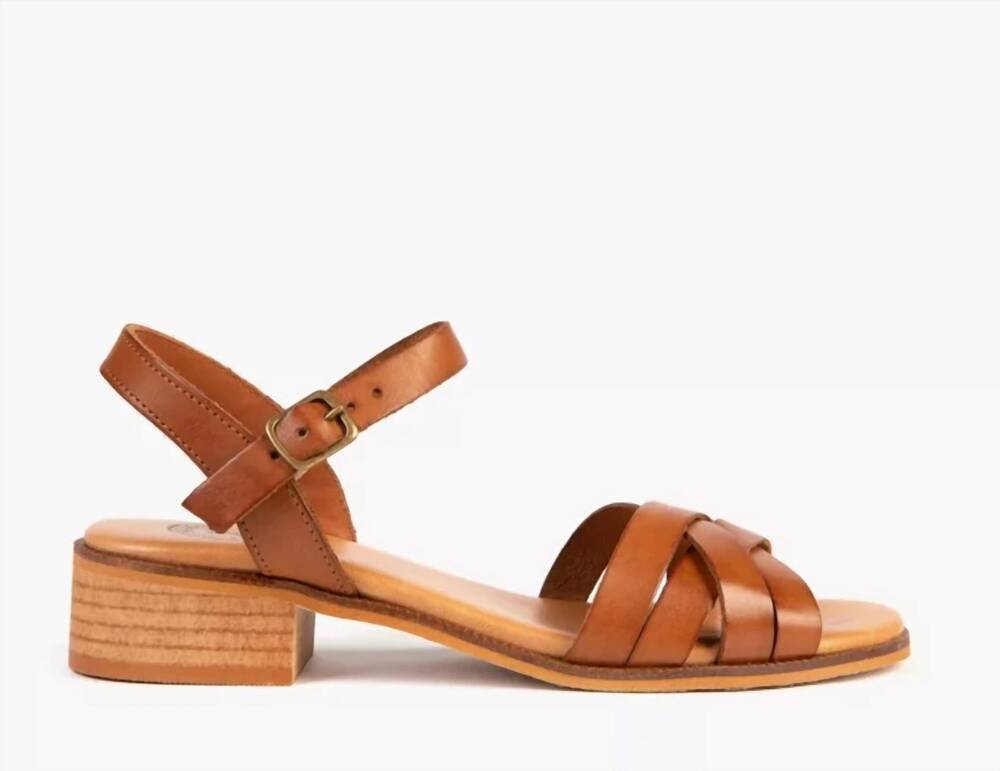 NEW PENELOPE CHILVERS women's heeled shepherdess leather sandal in tan